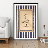 Silly Cowboy Goose Wall Art, Funny Western Dancing Duck, Rustic Vintage Cowboy Artwork, Framed Art Print White Border