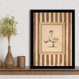 Silly Cowboy Goose Wall Art Print, Western Dancing Duck, Rustic Vintage Cowboy, Framed Canvas Print, Floating Frame
