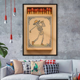 Skeleton Golfer Matchbook, Vintage Western Golf Wall Art, Retro Cowboy, Cool Golf Gift, Framed Art Print, Fine Art Wall Decor
