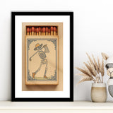 Skeleton Golfer Matchbook, Vintage Western Golf Wall Art, Retro Cowboy Print, Cool Golf Gift, Framed Art Print White Border