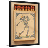 Skeleton Golfer Matchbook, Vintage Western Golf Wall Art, Retro Cowboy, Cool Golf Gift, Framed Art Print, Fine Art Wall Decor