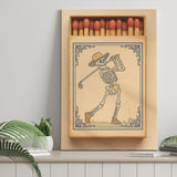 Skeleton Golfer Matchbook, Vintage Western Golf Wall Art, Retro Cowboy Print, Cool Golf Gift, Canvas Print Wall Art, Wall Decor
