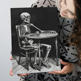 Skeleton Relax Black and White Art, Canvas Prints Wall Art Home Decor, Painting Canvas Art