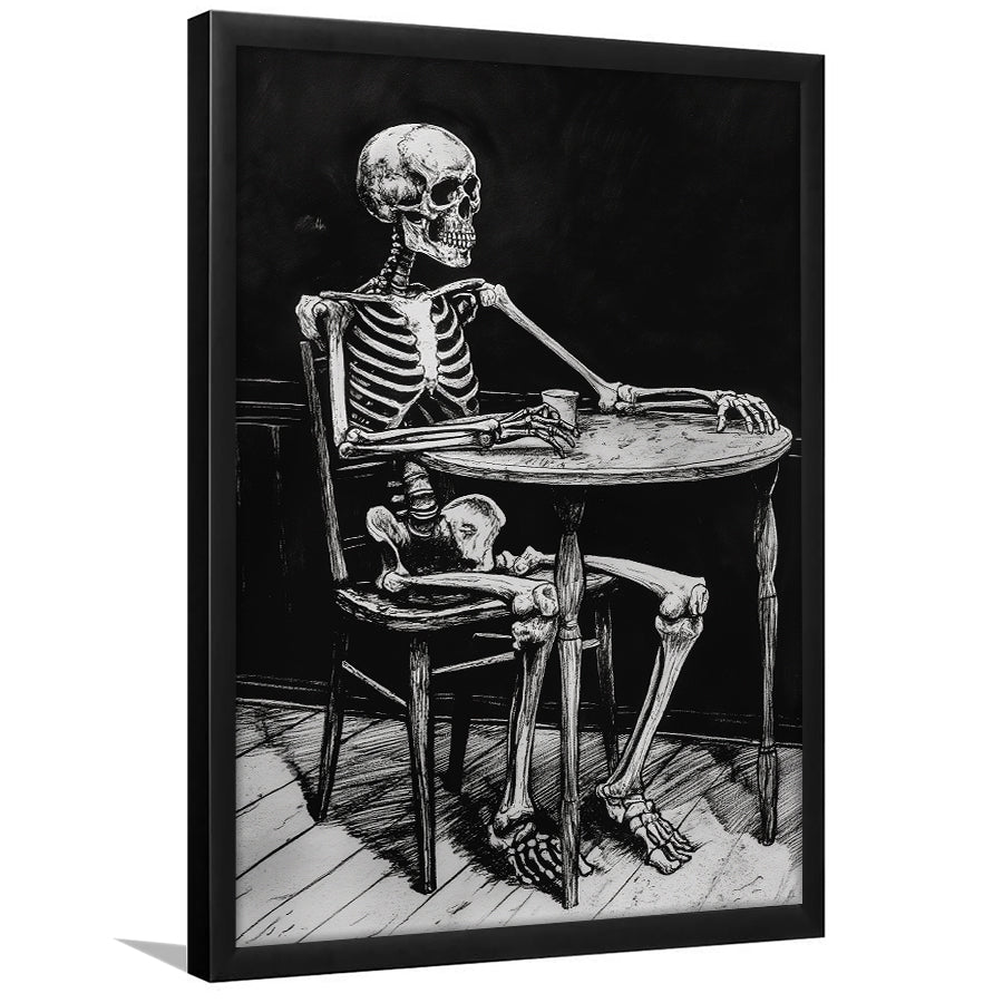 Skeleton Relax Black and White Art, Framed Art Prints Wall Decor, Picture Framed Painting