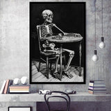 Skeleton Relax Black and White Art, Framed Art Prints Wall Decor, Picture Framed Painting
