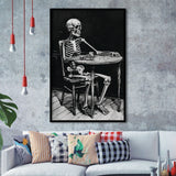 Skeleton Relax Black and White Art, Framed Art Prints Wall Decor, Picture Framed Painting