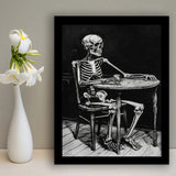 Skeleton Relax Black and White Art, Framed Art Prints Wall Decor, Picture Framed Painting