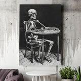 Skeleton Relax Black and White Art, Canvas Prints Wall Art Home Decor, Painting Canvas Art