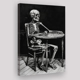 Skeleton Relax Black and White Art, Canvas Prints Wall Art Home Decor, Painting Canvas Art