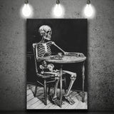 Skeleton Relax Black and White Art, Canvas Prints Wall Art Home Decor, Painting Canvas Art