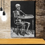 Skeleton Relax Black and White Art, Canvas Prints Wall Art Home Decor, Painting Canvas Art