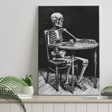 Skeleton Relax Black and White Art, Canvas Prints Wall Art Home Decor, Painting Canvas Art