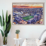 Skelly Field, H. A. Chapman Stadium WaterColor Framed Canvas Prints, Stadium Art Gifts, Floating Frame