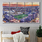Skelly Field, H. A. Chapman Stadium WaterColor 5 Panels B Mixed Canvas Prints, Extra Large, Tulsa Oklahoma Watercolor