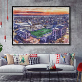 Skelly Field, H. A. Chapman Stadium WaterColor Framed Canvas Prints, Stadium Art Gifts, Floating Frame