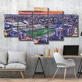 Skelly Field, H. A. Chapman Stadium WaterColor 5 Panels Mix Canvas Prints, Tulsa Oklahoma Watercolor, Large Stadium Canvas