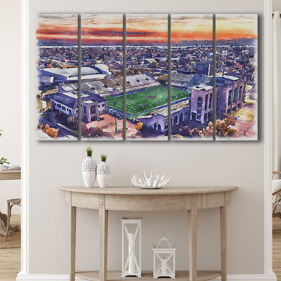 Skelly Field, H. A. Chapman Stadium WaterColor 5 Panels B Mixed Canvas Prints, Extra Large, Tulsa Oklahoma Watercolor