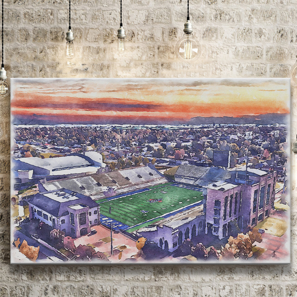 Skelly Field, H. A. Chapman Stadium WaterColor Canvas Prints, Tulsa Oklahoma Watercolor, Stadium Art Gifts