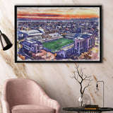 Skelly Field, H. A. Chapman Stadium WaterColor Framed Canvas Prints, Stadium Art Gifts, Floating Frame