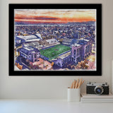 Skelly Field, H. A. Chapman Stadium WaterColor Framed Art Prints, Tulsa Oklahoma Watercolor, Stadium Art Gifts