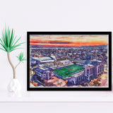 Skelly Field, H. A. Chapman Stadium WaterColor Framed Art Prints, Tulsa Oklahoma Watercolor, Stadium Art Gifts