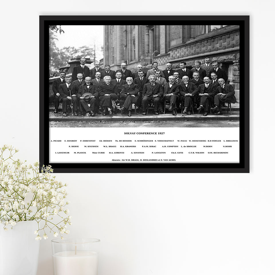 Solvay Conference World'S Most Notable Physicists,Solvay Conference 1927, Framed Canvas Print Wall Art Decor,Floating Frame