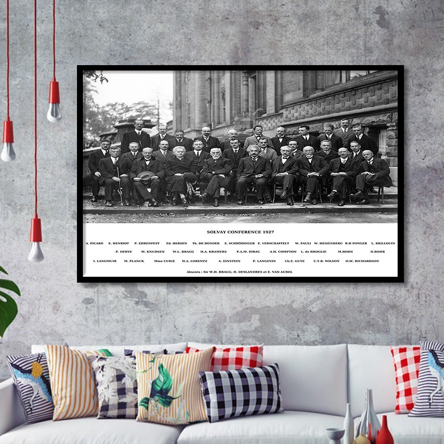 Solvay Conference World'S Most Notable Physicists,Solvay Conference 1927, Framed Art Print Wall Decor, Framed Picture