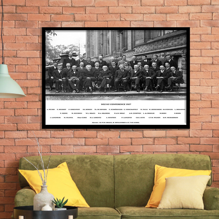 Solvay Conference World'S Most Notable Physicists,Solvay Conference 1927, Framed Art Print Wall Decor, Framed Picture