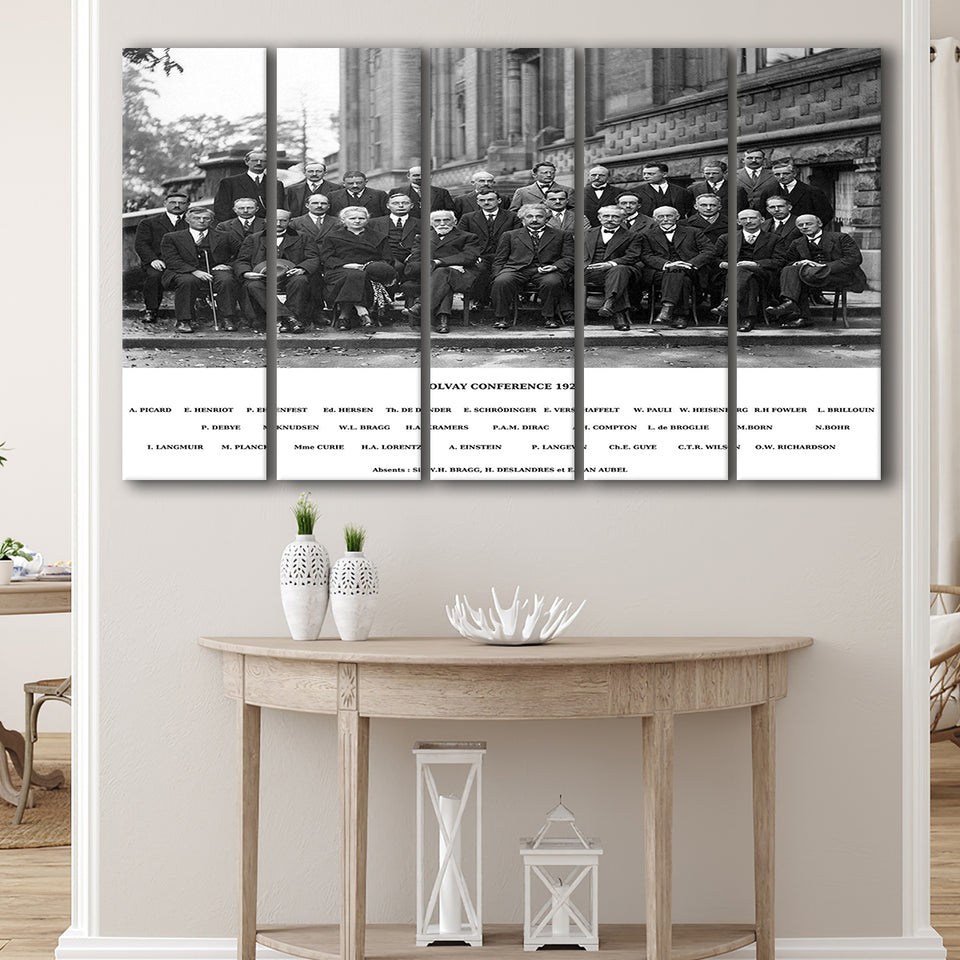 Solvay Conference World'S Most Notable Physicists,Solvay Conference 1927, Extra Large Multi 5 Panel Canvas Print Wall Art Decor