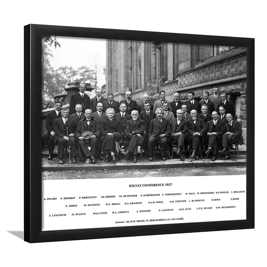 Solvay Conference World'S Most Notable Physicists,Solvay Conference 1927, Framed Art Print Wall Decor, Framed Picture