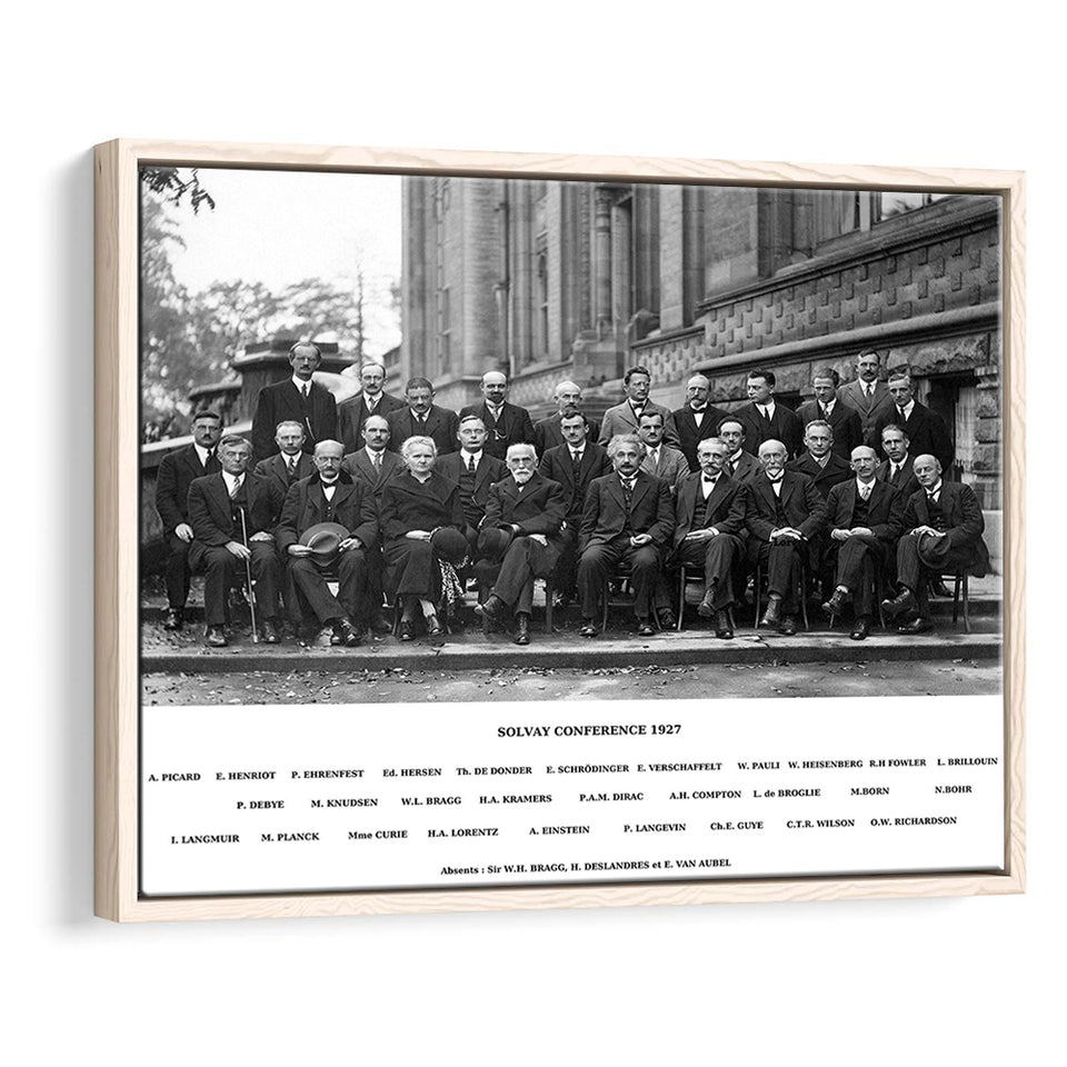 Solvay Conference World'S Most Notable Physicists,Solvay Conference 1927, Framed Canvas Print Wall Art Decor,Floating Frame