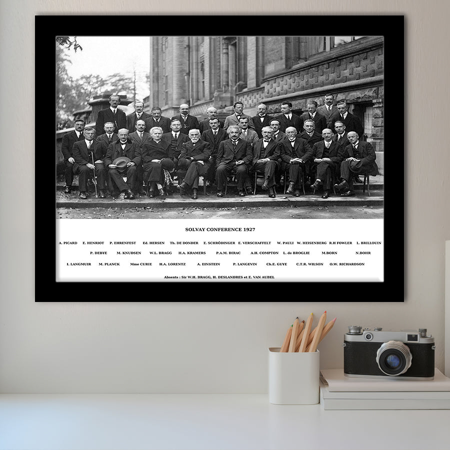 Solvay Conference World'S Most Notable Physicists,Solvay Conference 1927, Framed Art Print Wall Decor, Framed Picture