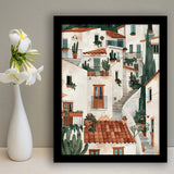 Spanish Village Art, Village Idyll Mediterranean Architecture Print, Rustic Home Decor, Framed Art Print, Fine Art Wall Decor