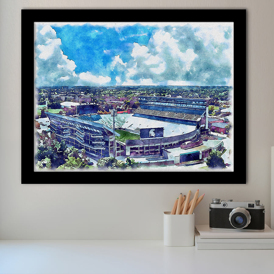 Spartan Stadium WaterColor Framed Art Prints, East Lansing Michigan Watercolor, Stadium Art Gifts
