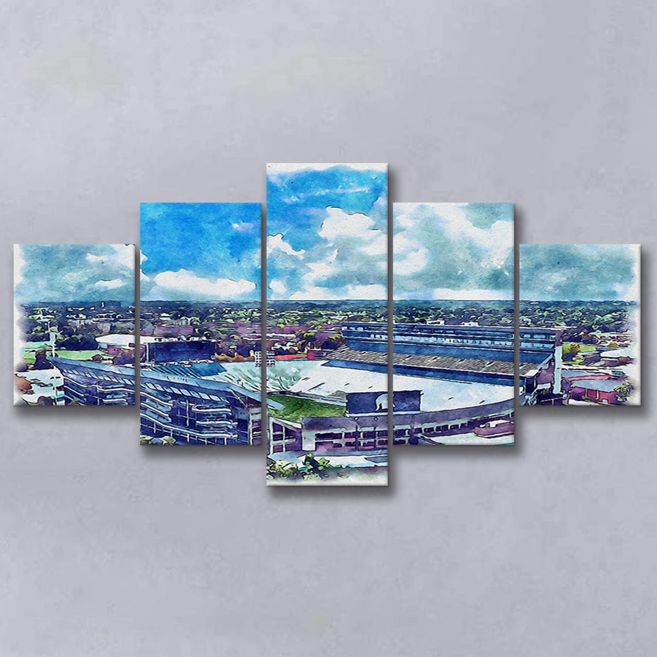 Spartan Stadium WaterColor 5 Panels Mix Canvas Prints, East Lansing Michigan Watercolor, Large Stadium Canvas