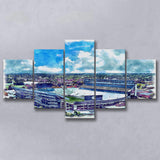 Spartan Stadium WaterColor 5 Panels Mix Canvas Prints, East Lansing Michigan Watercolor, Large Stadium Canvas