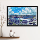 Spartan Stadium WaterColor Framed Canvas Prints, East Lansing Michigan Watercolor, Stadium Art Gifts, Floating Frame