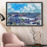 Spartan Stadium WaterColor Framed Canvas Prints, East Lansing Michigan Watercolor, Stadium Art Gifts, Floating Frame