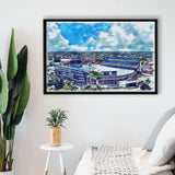 Spartan Stadium WaterColor Framed Canvas Prints, East Lansing Michigan Watercolor, Stadium Art Gifts, Floating Frame