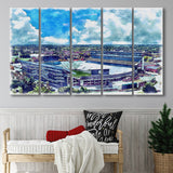 Spartan Stadium WaterColor 5 Panels B Mixed Canvas Prints, Extra Large, East Lansing Michigan Watercolor