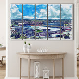 Spartan Stadium WaterColor 5 Panels B Mixed Canvas Prints, Extra Large, East Lansing Michigan Watercolor