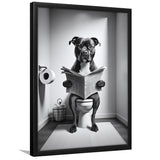 Staffordshire Bull Terrier Framed Art Print Wall Decor, Funny Bathroom Decor, Terrier In Toilet