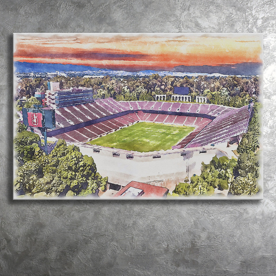 Stanford Stadium WaterColor Canvas Prints, Stanford California Watercolor, Stadium Art Gifts