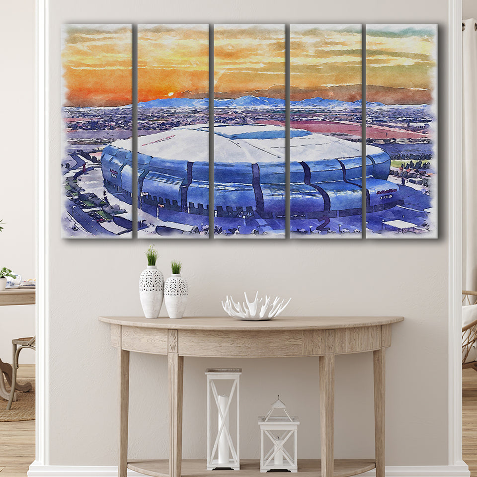 State Farm Stadium WaterColor 5 Panels B Mixed Canvas Prints, Extra Large, Atlanta Georgia Watercolor