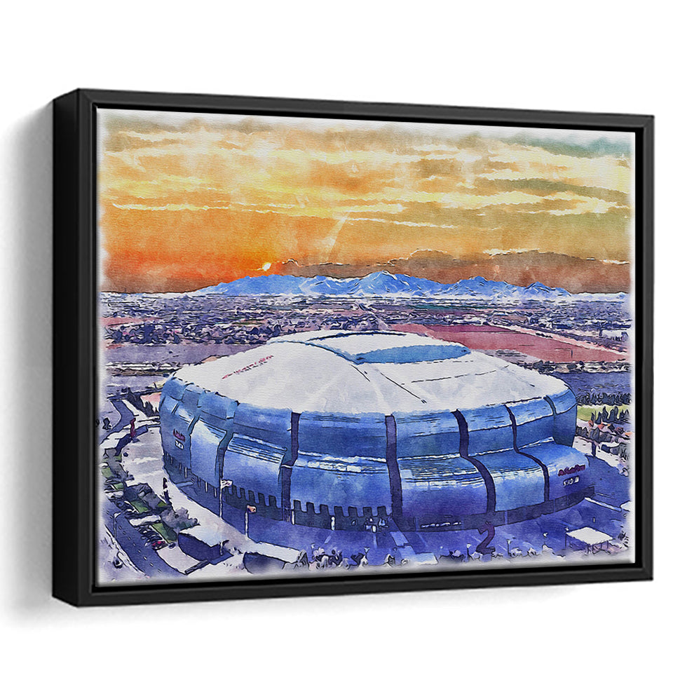 State Farm Stadium WaterColor Framed Canvas Prints, Atlanta Georgia Watercolor, Stadium Art Gifts, Floating Frame