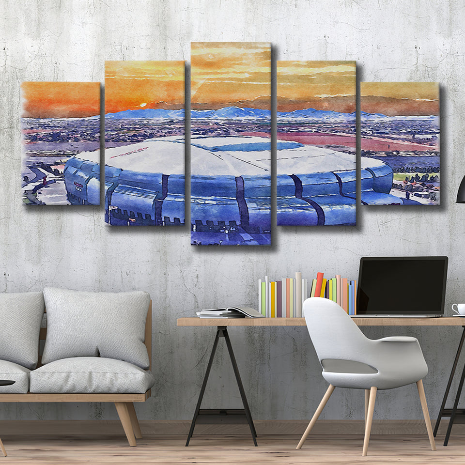 State Farm Stadium WaterColor 5 Panels Mix Canvas Prints, Atlanta Georgia Watercolor, Large Stadium Canvas
