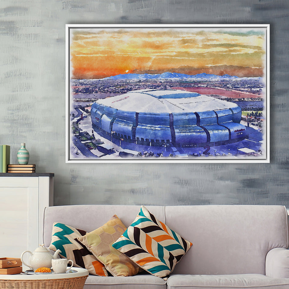 State Farm Stadium WaterColor Framed Canvas Prints, Atlanta Georgia Watercolor, Stadium Art Gifts, Floating Frame