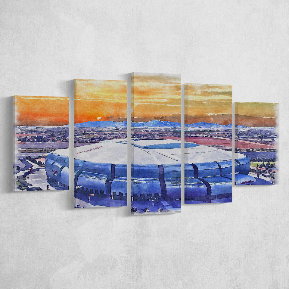 State Farm Stadium WaterColor 5 Panels Mix Canvas Prints, Atlanta Georgia Watercolor, Large Stadium Canvas
