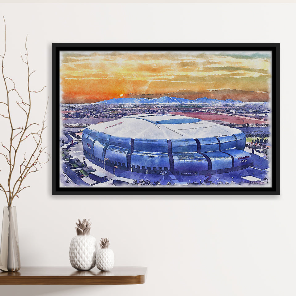 State Farm Stadium WaterColor Framed Canvas Prints, Atlanta Georgia Watercolor, Stadium Art Gifts, Floating Frame