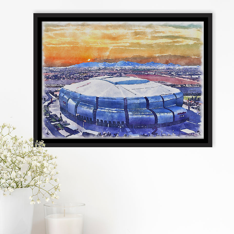 State Farm Stadium WaterColor Framed Canvas Prints, Atlanta Georgia Watercolor, Stadium Art Gifts, Floating Frame